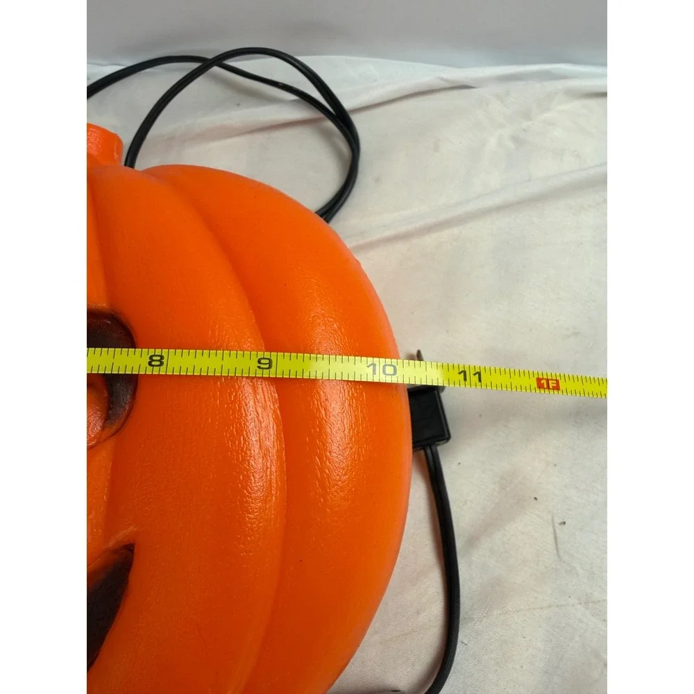 Vintage Halloween Blow Mold Pumpkin Jack O Lantern Wall Light Decor Orange